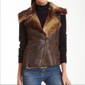 Mo X Members Only faux fur coat vest (NWT) Size L